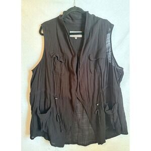 Torrid 3 Plus Size 3 Black Gauze Utility Vest Drape Front Cargo 3X 22 24
